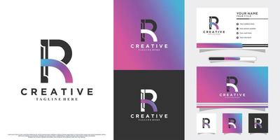 Monogram latter logo design initial r for business with creative concept and business card vector