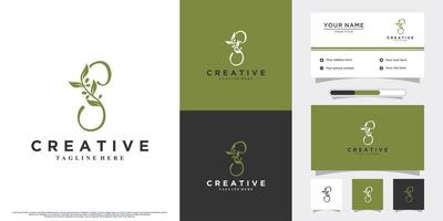 Monogram initial s and olive logo design with unique concept and business card vector