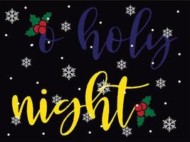 O Holy Night 01 Merry Christmas and Happy Holidays Typography set vector