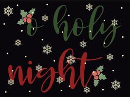 O Holy Night 02 Merry Christmas and Happy Holidays Typography set vector