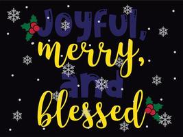 Joyful Merry and Blessed 01 Merry Christmas and Happy Holidays Typography set vector