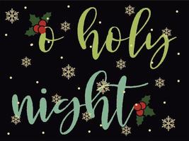 O Holy Night 04 Merry Christmas and Happy Holidays Typography set vector