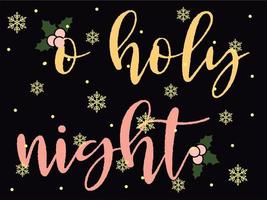 O Holy Night 05 Merry Christmas and Happy Holidays Typography set vector