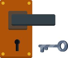 Door handle. Lock and keyhole with a key. Opening and closing. The doorway and entrance element vector