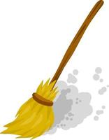 Broom. Drawing besom. Retro cleaning tool. Wooden stick. Household chores. Dust and dirt. Cartoon flat illustration vector