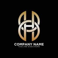 HB initial logo in gold color design vector