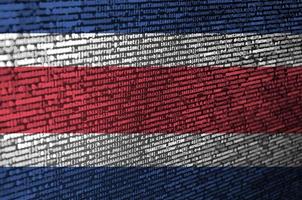 Costa Rica flag is depicted on the screen with the program code. The concept of modern technology and site development photo