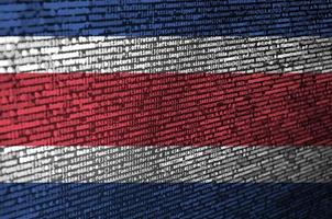 Costa Rica flag is depicted on the screen with the program code. The concept of modern technology and site development photo