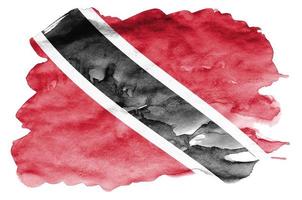 Trinidad and Tobago flag is depicted in liquid watercolor style isolated on white background photo