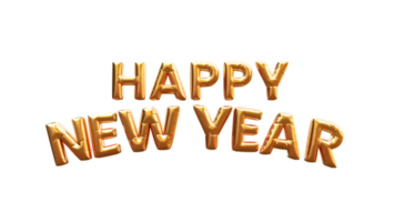 Happy New Year golden 3d text png