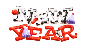 New Year colorfull 3d text png