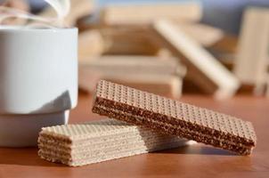 Coffee cup and waffels photo