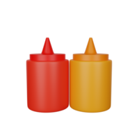 Representación 3d del icono de comida rápida mostaza ketchup