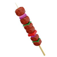 Representación 3d del icono de comida rápida de carne de brocheta png