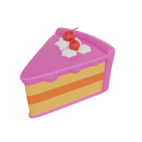 3d rendering of slice cake fast food icon png