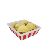 3d rendering of potato chips fast food icon png