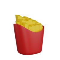 Representación 3d del icono de comida chatarra de papas fritas
