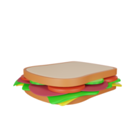 Representación 3D del icono de comida rápida sándwich png