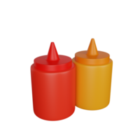 3d tolkning av ketchup senap snabb mat ikon png