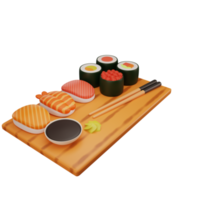 renderização 3D do ícone de fast food de sushi png