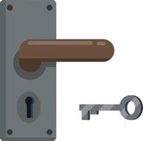 Door handle. Lock and keyhole with a key. Opening and closing. The doorway and entrance element vector