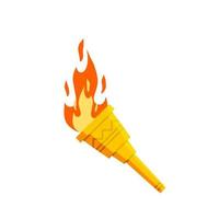 Torch with fire. Olympic flame. Greek Symbol of sports competitions. The concept of light and knowledge. Flat cartoon illustration vector