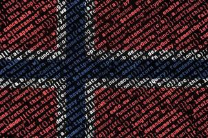Norway flag is depicted on the screen with the program code. The concept of modern technology and site development photo
