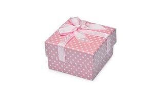 Pink mini gift-box isolated on white photo