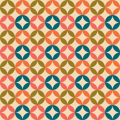 Aesthetic mid century printable seamless pattern with retro design. Decorative 50s, 60s, 70s style Vintage modern background in minimalist mid century style for fabric, wallpaper or wrapping