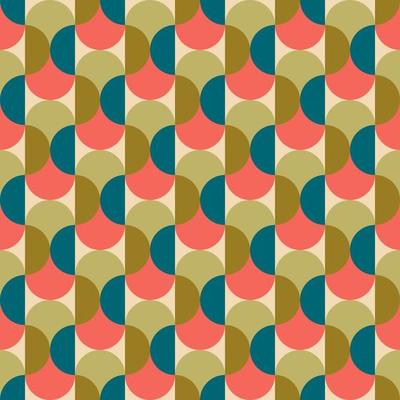 Aesthetic mid century printable seamless pattern with retro design. Decorative 50s, 60s, 70s style Vintage modern background in minimalist mid century style for fabric, wallpaper or wrapping