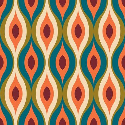 Aesthetic mid century printable seamless pattern with retro design. Decorative 50s, 60s, 70s style Vintage modern background in minimalist mid century style for fabric, wallpaper or wrapping