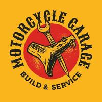 estilo vintage dibujado a mano del logotipo de cobra, insignia de logotipo personalizado de motocicleta y garaje vector