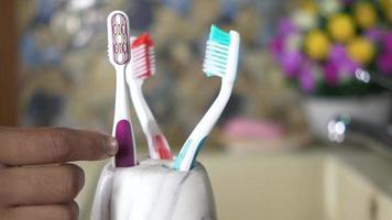 Toothbrush holder close up video
