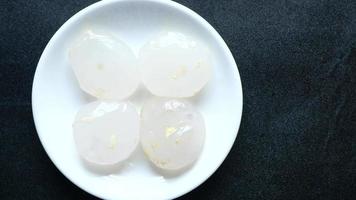 Peeled and seedless lychees on a plate video