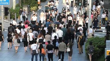 un' folla a piedi su il strada nel lento movimento video