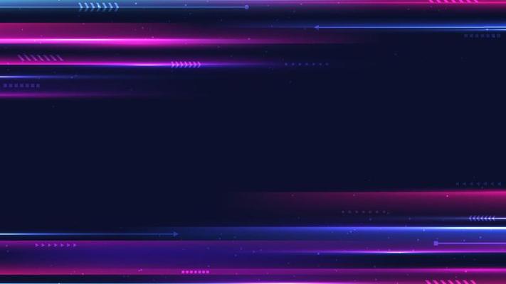Abstract technology digital futuristic concept  blue and pink neon colors lighting effect motion decoration geometric shapes elements on dark background