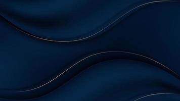 Abstract 3D blue satin cloth fold wave material background and texture with golden lines decoration luxury style vector