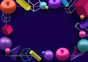 Abstract colorful 3D geometric shapes elements frame on dark blue background vector