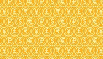 Seamless pattern with coins signs . vector