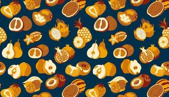 Seamless pattern with fruit  on dark background. vector