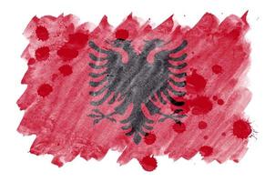 Albania flag is depicted in liquid watercolor style isolated on white background photo