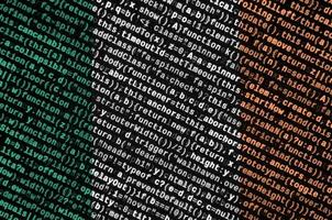 Ireland flag is depicted on the screen with the program code. The concept of modern technology and site development photo
