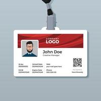 Corporate ID Card Template with Red Curve Background vector