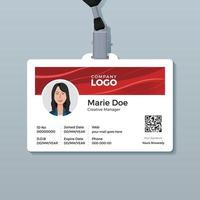 Employee ID Card with Shiny Red Wave Background vector