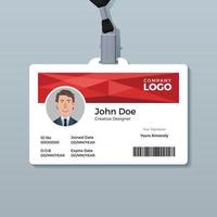 Red Geometric ID Card Template vector