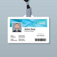 ID Card Template with Abstract Blue Background vector