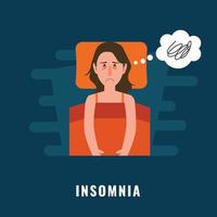 Woman insomnia illustration vector