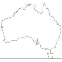 Continuous line drawing of map Australia vector line art illustration