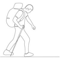 Hiking Continuous Line Drawing Vector Illustration