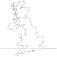 Continuous line drawing of map Great Britain vector line art illustration